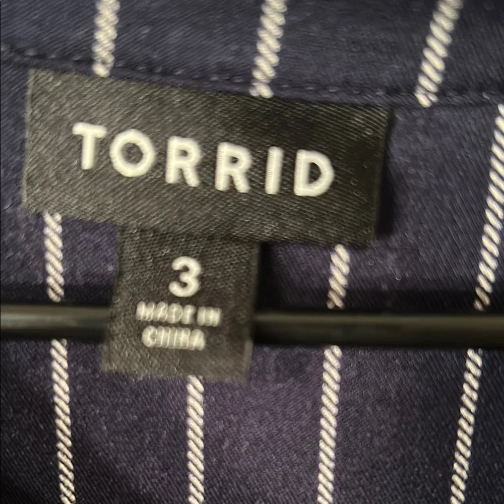 Torrid Navy and White pin stripe dress 3 - Picture 4 of 5